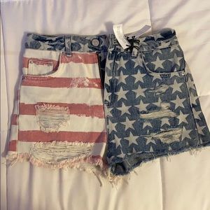 TOPSHOP American Flag Jean shorts